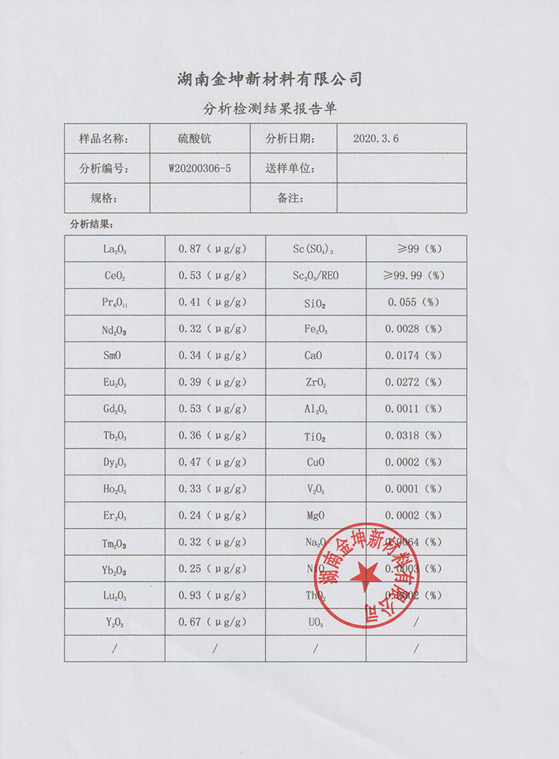 湖南金坤新材料有限公司,金屬鈧,金屬鈧粉,鋁鈧合金,金屬鈧靶,鋁鈧靶材,鋁基靶材,氧化鈧,各類鈧鹽,氟化鈧,貴金屬粉末低氧超細鈦粉,鋯粉,鉿粉,鈮粉,鉭粉