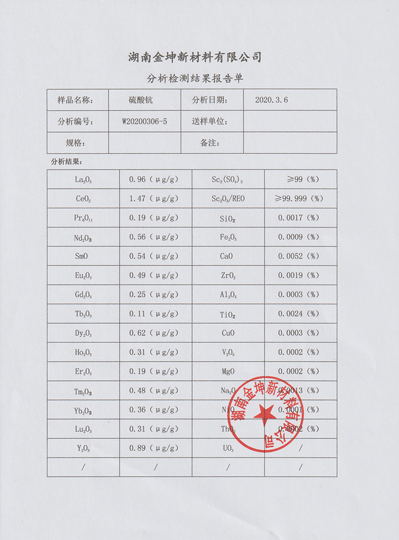 湖南金坤新材料有限公司,金屬鈧,金屬鈧粉,鋁鈧合金,金屬鈧靶,鋁鈧靶材,鋁基靶材,氧化鈧,各類鈧鹽,氟化鈧,貴金屬粉末低氧超細鈦粉,鋯粉,鉿粉,鈮粉,鉭粉